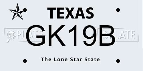 GK19B Texas License Plate