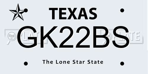 GK22BS Texas License Plate