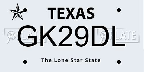 GK29DL Texas License Plate