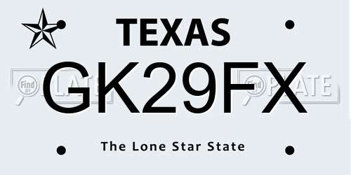 GK29FX Texas License Plate