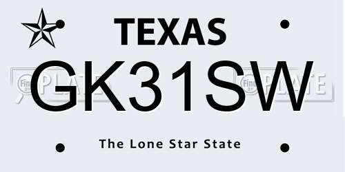 GK31SW Texas License Plate