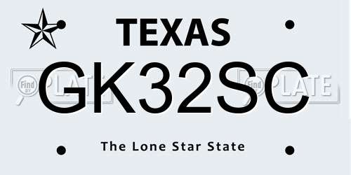 GK32SC Texas License Plate