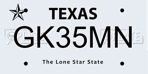 GK35MN Texas License Plate