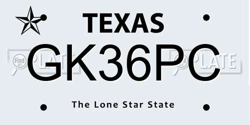 GK36PC Texas License Plate