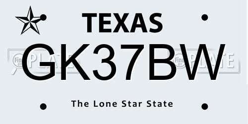 GK37BW Texas License Plate
