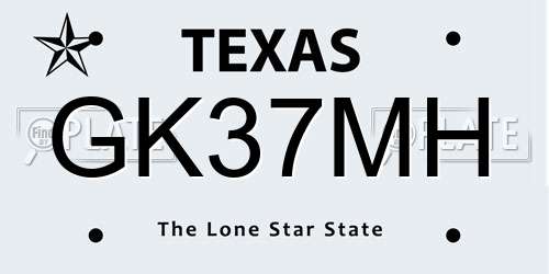 GK37MH Texas License Plate