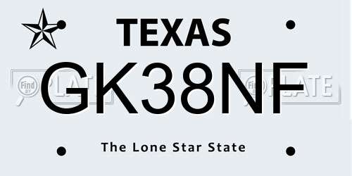 GK38NF Texas License Plate