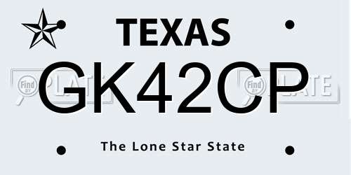 GK42CP Texas License Plate
