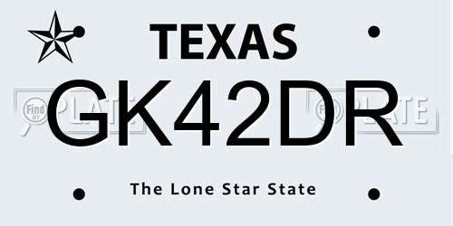 GK42DR Texas License Plate