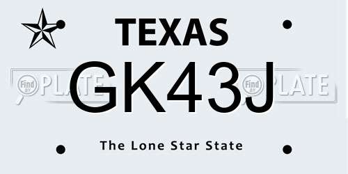 GK43J Texas License Plate