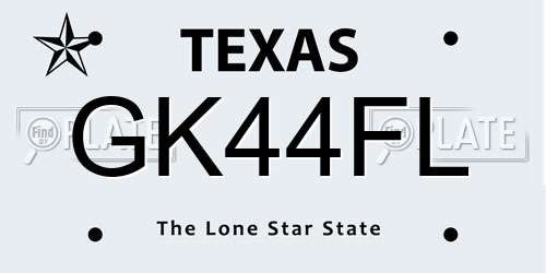 GK44FL Texas License Plate