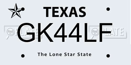 GK44LF Texas License Plate