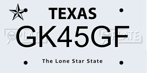 GK45GF Texas License Plate