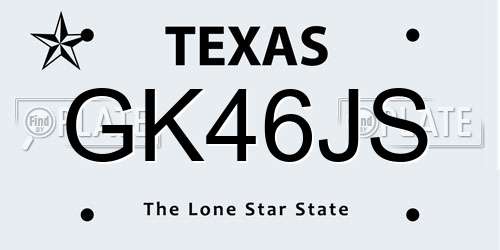 GK46JS Texas License Plate