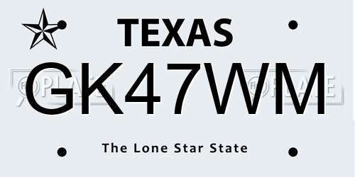 GK47WM Texas License Plate