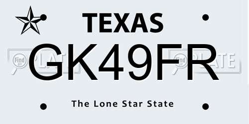 GK49FR Texas License Plate