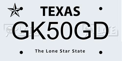 GK50GD Texas License Plate
