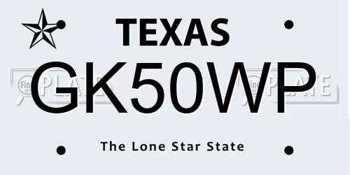GK50WP Texas License Plate
