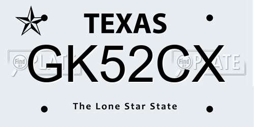 GK52CX Texas License Plate