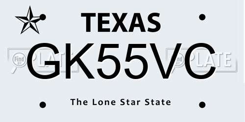 GK55VC Texas License Plate