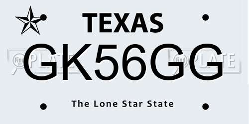 GK56GG Texas License Plate