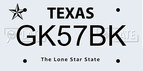 GK57BK Texas License Plate