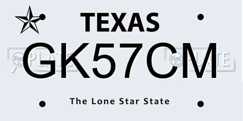 GK57CM Texas License Plate