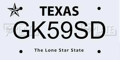 GK59SD Texas License Plate