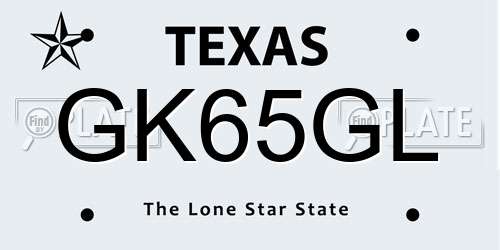 GK65GL Texas License Plate