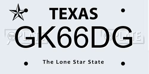 GK66DG Texas License Plate