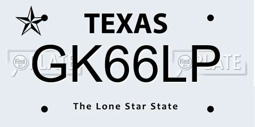 GK66LP Texas License Plate