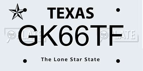 GK66TF Texas License Plate