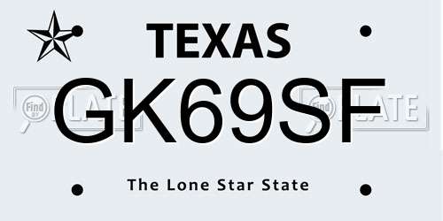 GK69SF Texas License Plate