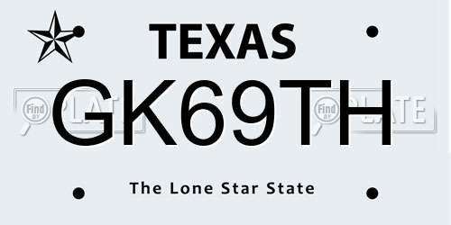 GK69TH Texas License Plate