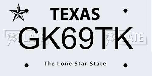 GK69TK Texas License Plate