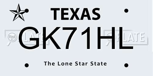 GK71HL Texas License Plate