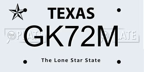 GK72M Texas License Plate