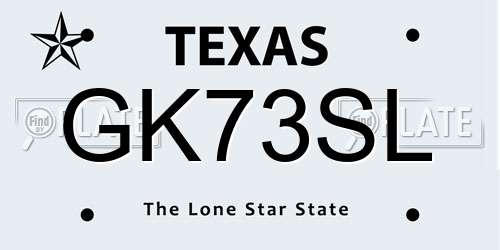 GK73SL Texas License Plate