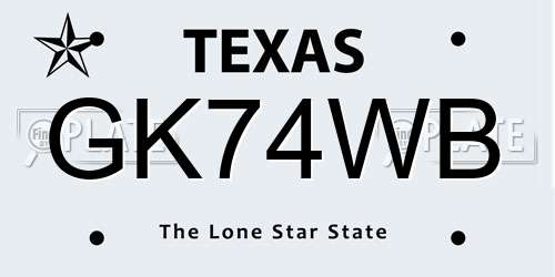 GK74WB Texas License Plate
