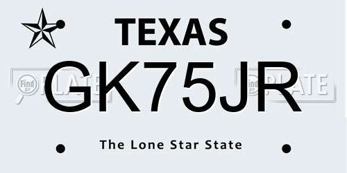 GK75JR Texas License Plate