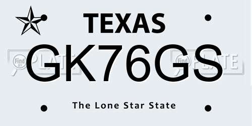 GK76GS Texas License Plate