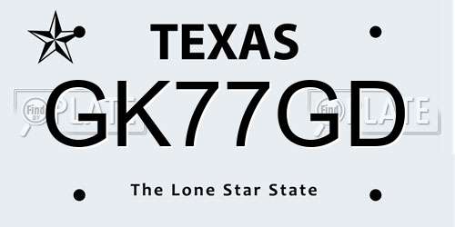 GK77GD Texas License Plate