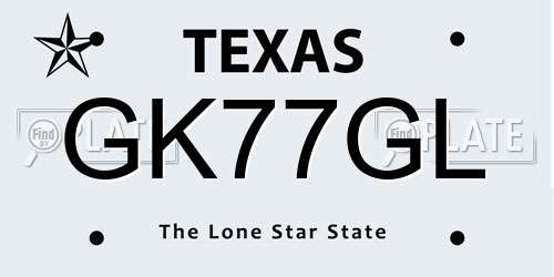 GK77GL Texas License Plate