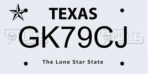 GK79CJ Texas License Plate