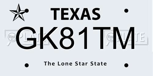 GK81TM Texas License Plate