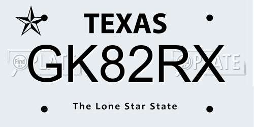 GK82RX Texas License Plate