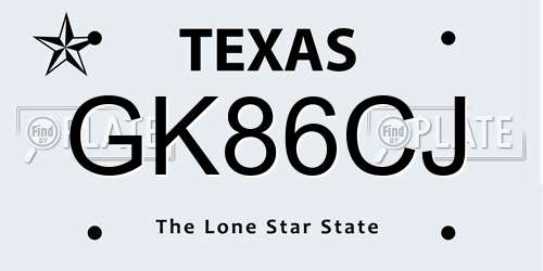 GK86CJ Texas License Plate