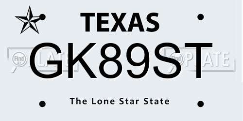 GK89ST Texas License Plate