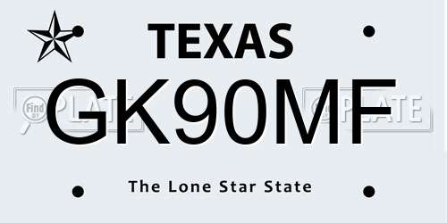 GK90MF Texas License Plate