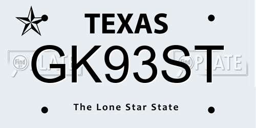 GK93ST Texas License Plate